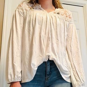 Altar’d State  White Flowy Long Sleeve Top
